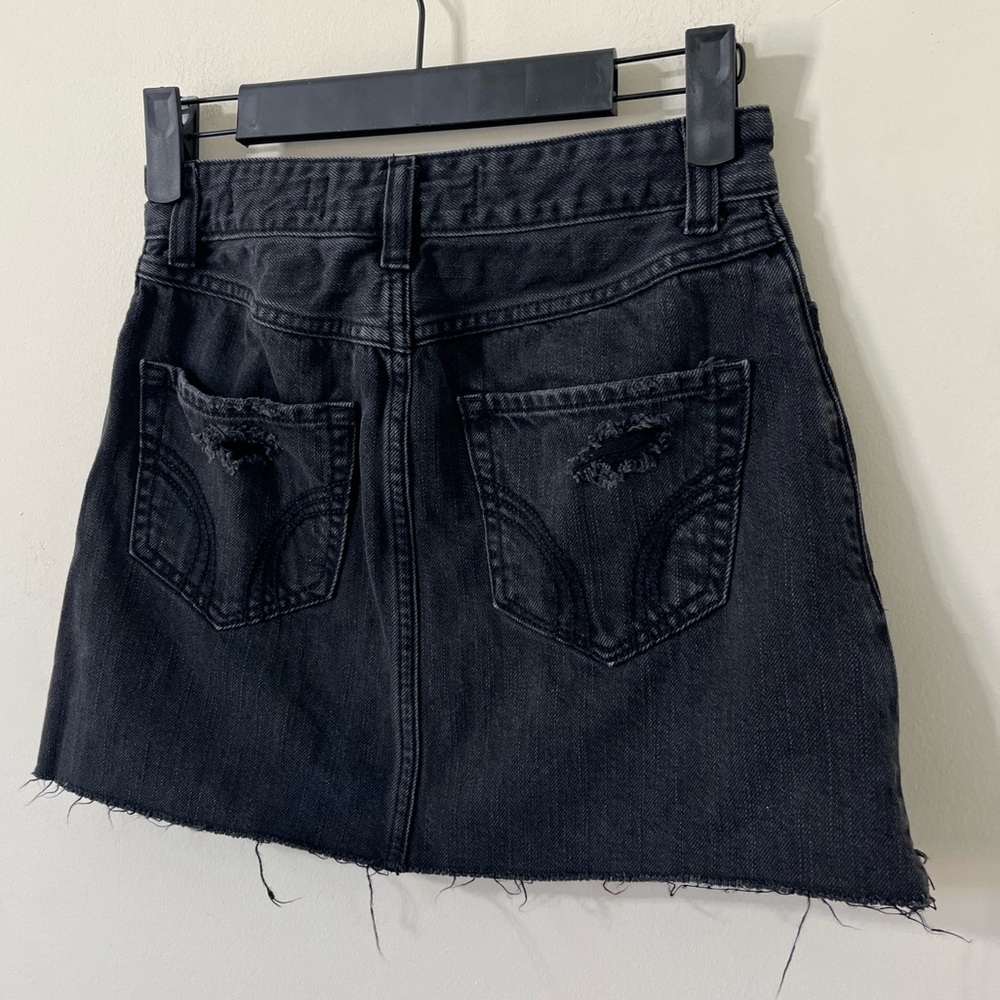 Hollister Black Faded Wash Distressed High-Rise Skirt Size 00 - Picture 7 of 9